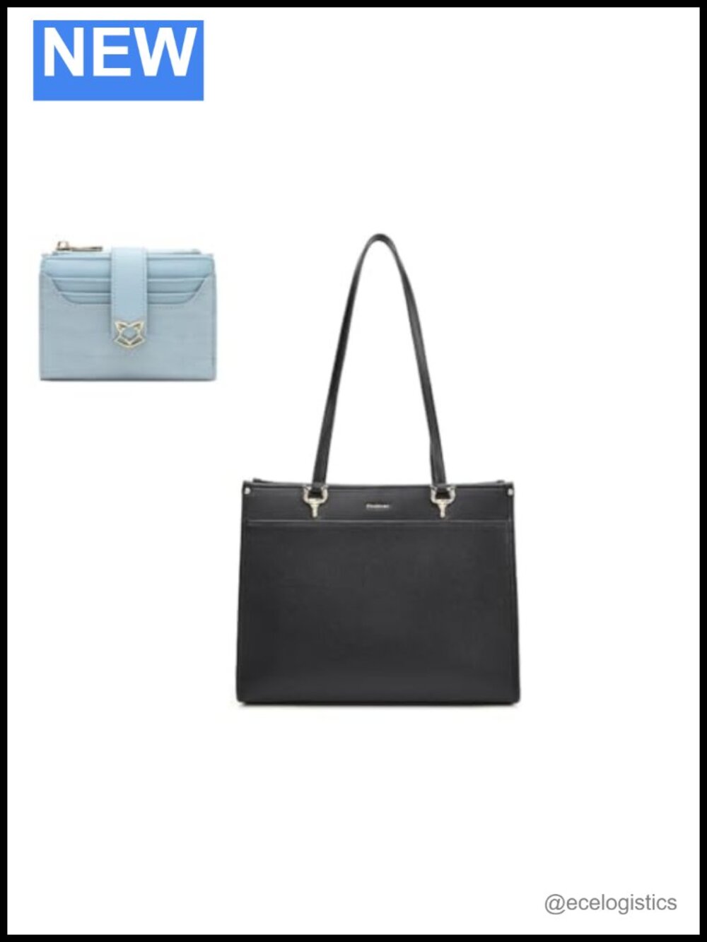 Genuine Leather Tote Bag & Slim Wallet Set for Women